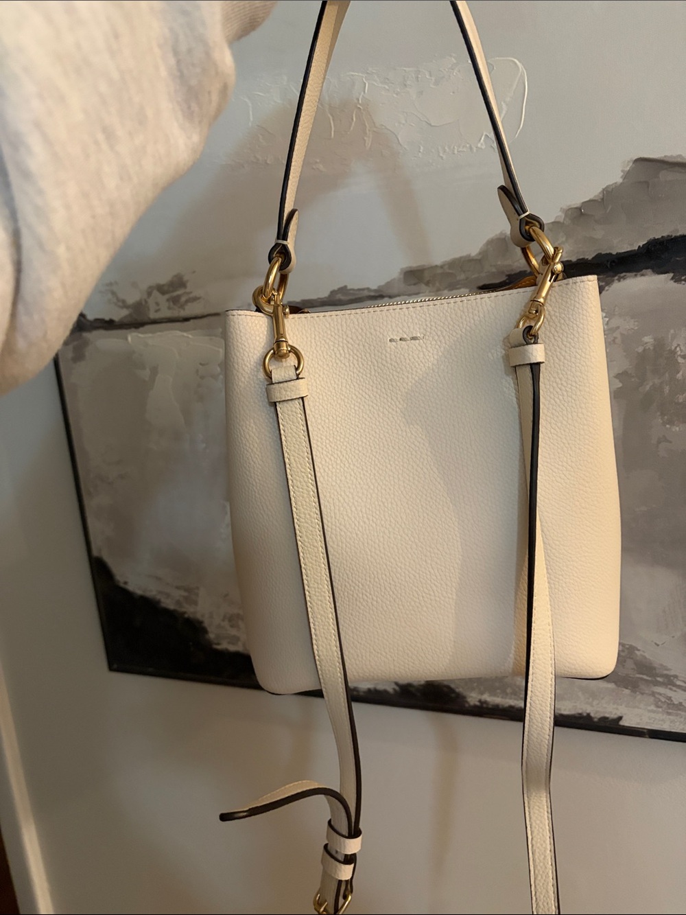 Coach Pebbled Leather Shoulder Bag in Cream - Picture 2 of 5